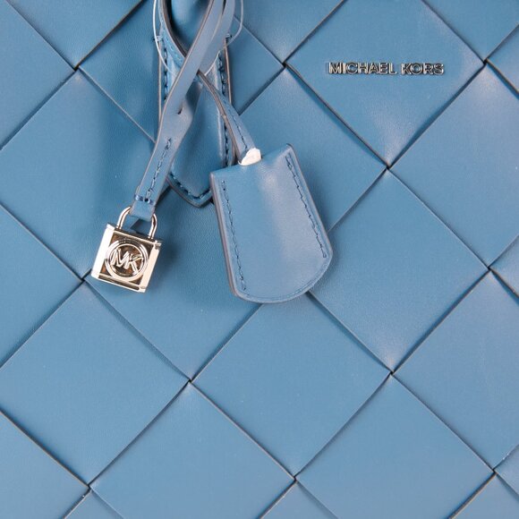 Michael Kors Scarlett Medium Woven Leather Satchel in DK CHAMBRAY - NWT - Picture 5 of 5
